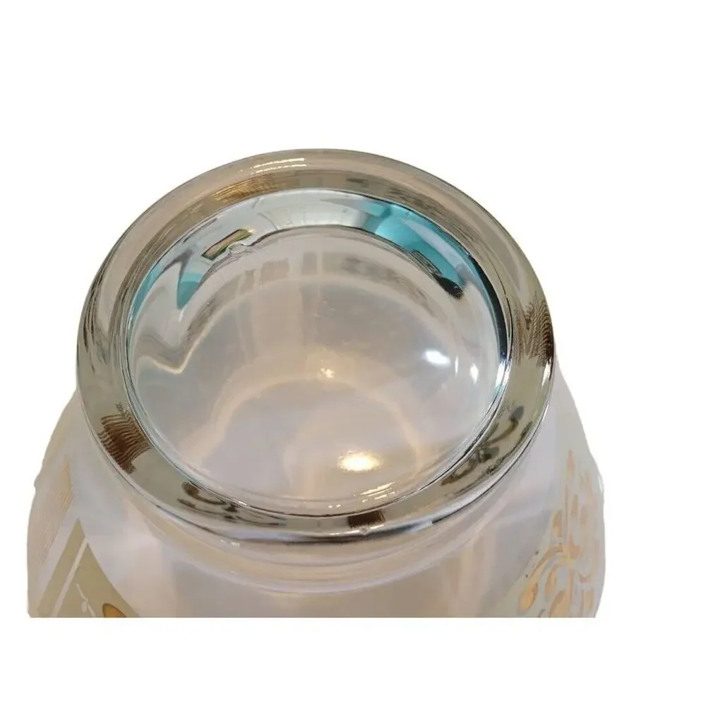 Anchor Hocking Glass Chip Bowl Fleur-de-lis 22kt Gold MCM Vintage